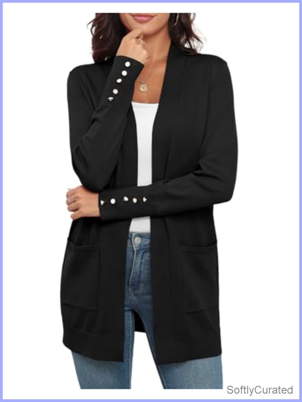 VIISHOW Women's Open Front Cardigan Lightweight Soft Knit Midi Sweater with